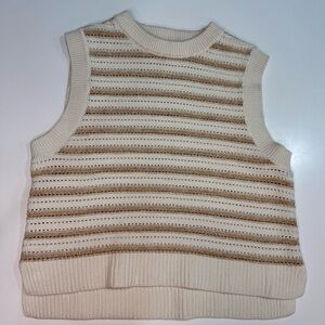 French Connection Gold-Striped Knit Sleeveless Sweater